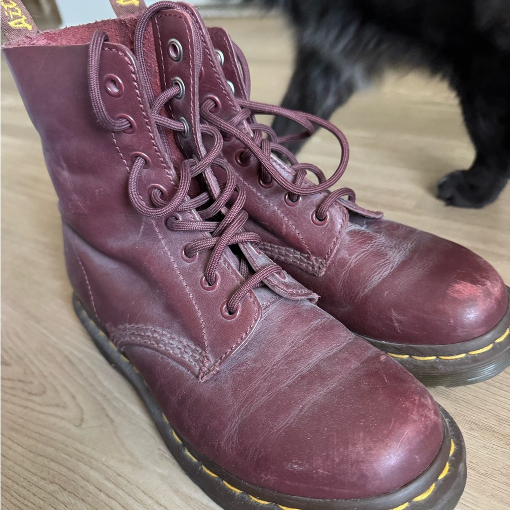 Dr. Martens Women's Dark Red Combat Boots